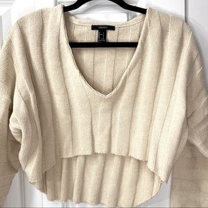 high-low ribbed knit cropped sweater🤎